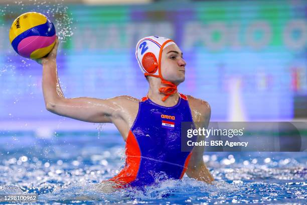 Maud Megens of Netherlands during the match between Netherlands and Greece at Women's Water Polo Olympic Games Qualification Tournament at Bruno...