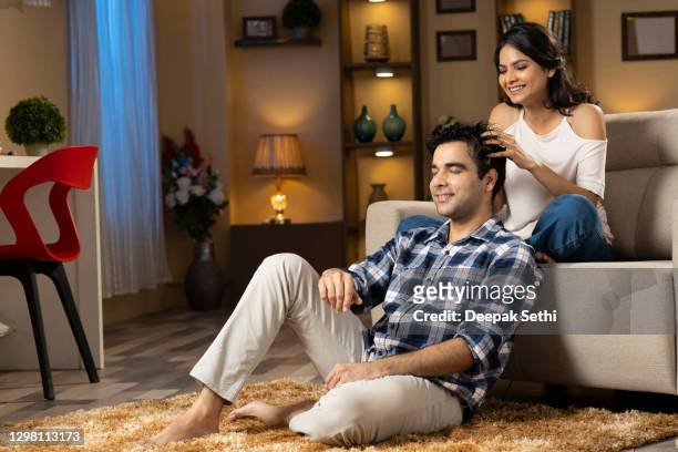 young couple, stock photo - man massage stock pictures, royalty-free photos & images