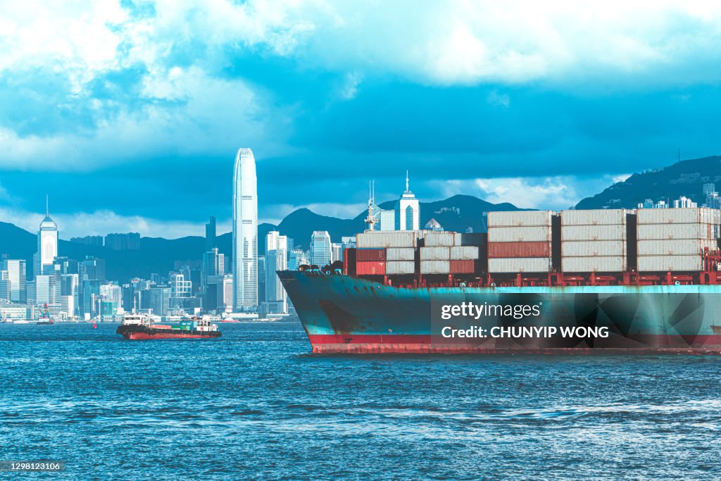 Container Cargo freight ship Terminal in Hong kong