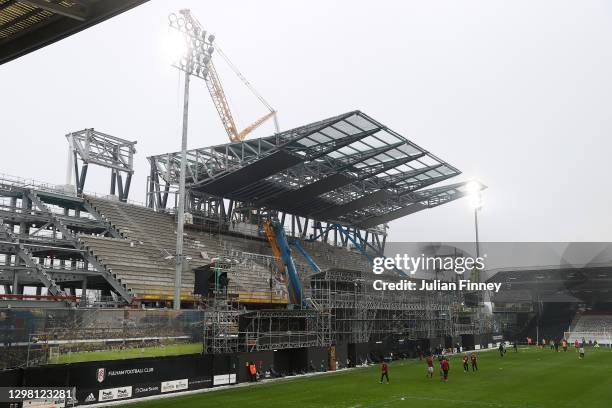 General view inside of the stadium ahead of The Emirates FA Cup Fourth Round match between Fulham and Burnley at Craven Cottage on January 24, 2021...