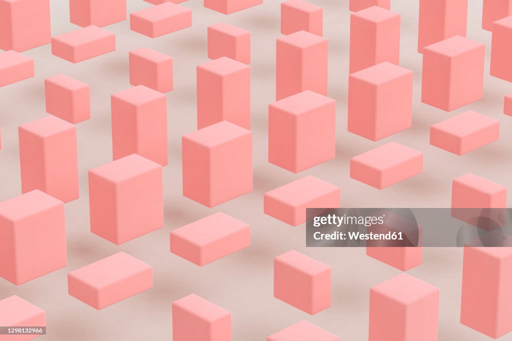 Cuboids Examples Vector Three Dimensional Render Of Pink Cuboids Floating Against Gray ...