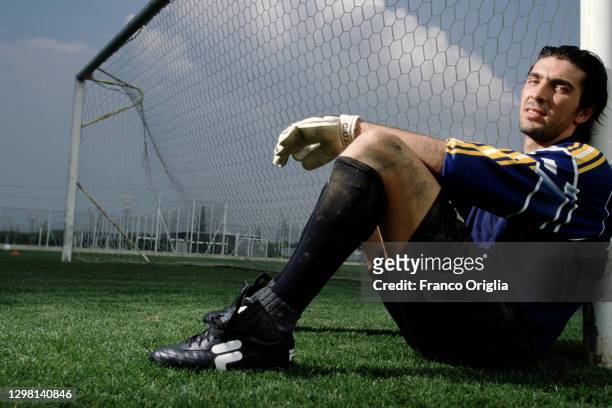 Italian footballer, and goalkeeper of the Year a record 12 times, Gianluigi Buffon poses at the training center on May 1999 in Parma, Italy.