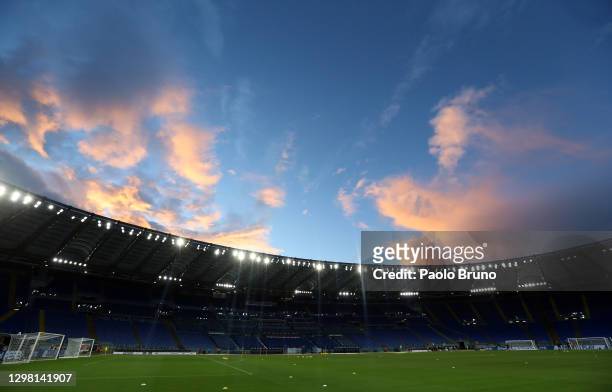 General view inside of the stadium ahead of the Serie A match between SS Lazio and US Sassuolo at Stadio Olimpico on January 24, 2021 in Rome, Italy....