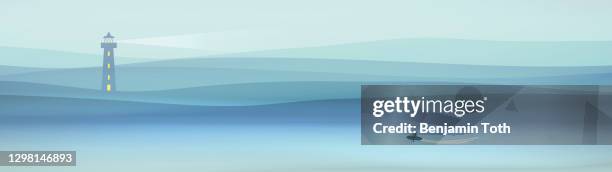 stockillustraties, clipart, cartoons en iconen met minimale afficheachtergrond met kleine boot - red background