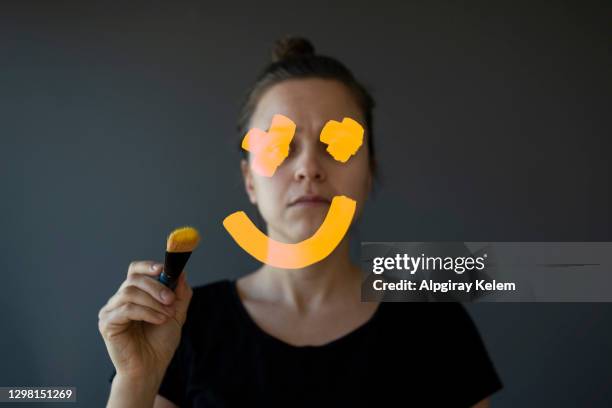il make-up della felicità - malattia mentale foto e immagini stock