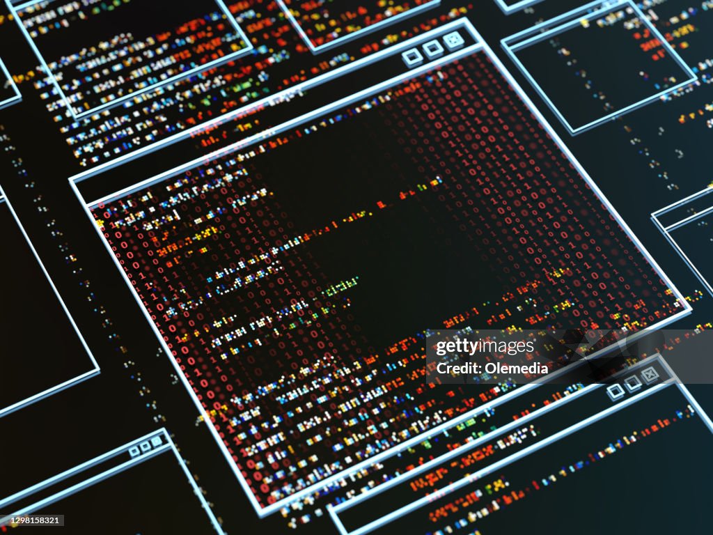 Abstract Program Code On The Digital Display High-Res Stock Photo ...