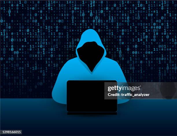 hacker in einem hoodie - computerhacker stock-grafiken, -clipart, -cartoons und -symbole