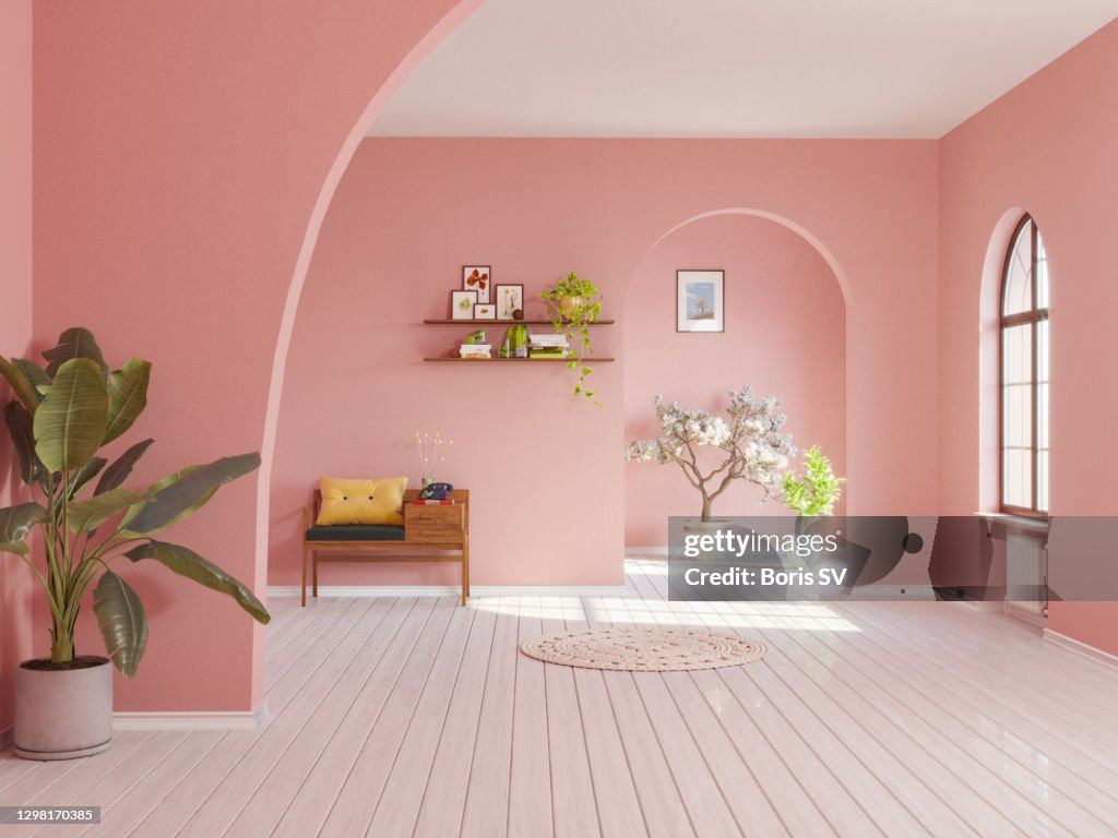 Spanish villa in retro-style pink