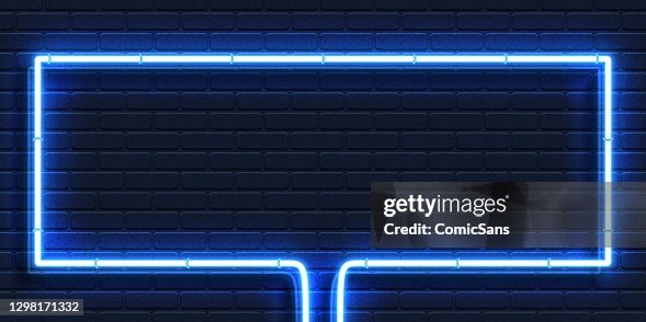 Vector Realistic Isolated Neon Sign Of Blue Rectangle Frame For ...