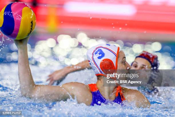 Dagmar Genee of Netherlands during the match between Netherlands and Hungary at Women's Water Polo Olympic Games Qualification Tournament at Bruno...