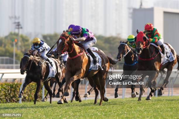 Jockey Blake Shinn riding Excellent Proposal wins the Race 8 Hong Kong Classic Mile at Sha Tin Racecourse on January 24, 2021 in Hong Kong.