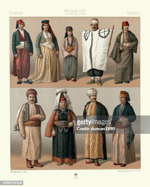トルコの伝統ファッション、ヴィライェット・オブ・アイディン、コンヤ、アンカラ - トルコ帽点のイラスト素材／クリップアート素材／マンガ素材／アイコン素材