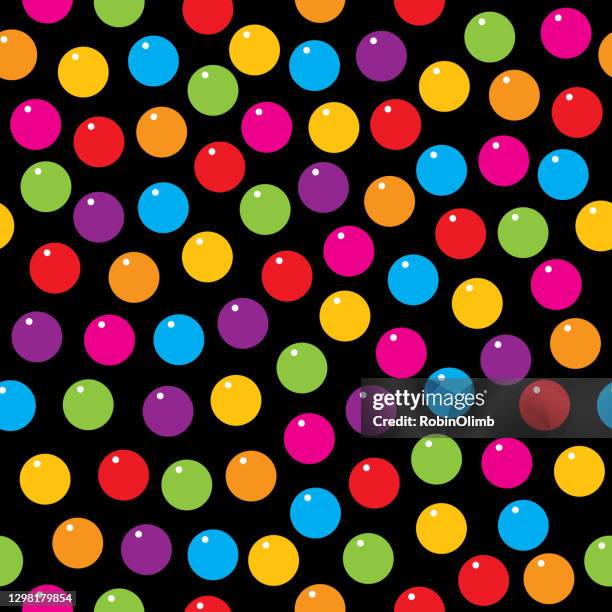 ilustraciones, imágenes clip art, dibujos animados e iconos de stock de patrón sin costuras de gumballs colorido - máquina de chicles