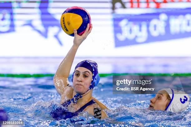 Hila Futorian of Israel, Anastasija Halocka of Slovakia during the match between Slovakia and Israel at Women's Water Polo Olympic Games...