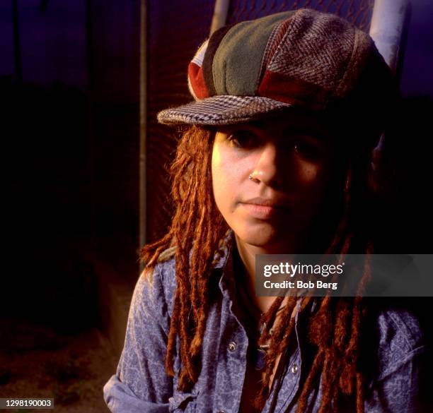 American singer-songwriter, musician, record producer and lead vocalist Linda Perry of the American alternative rock band 4 Non Blondes poses for a...