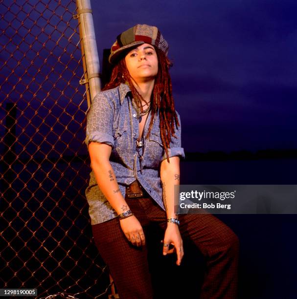 American singer-songwriter, musician, record producer and lead vocalist Linda Perry of the American alternative rock band 4 Non Blondes poses for a...