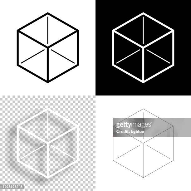 isometric cube. icon for design. blank, white and black backgrounds - line icon - 3d french stock illustrations
