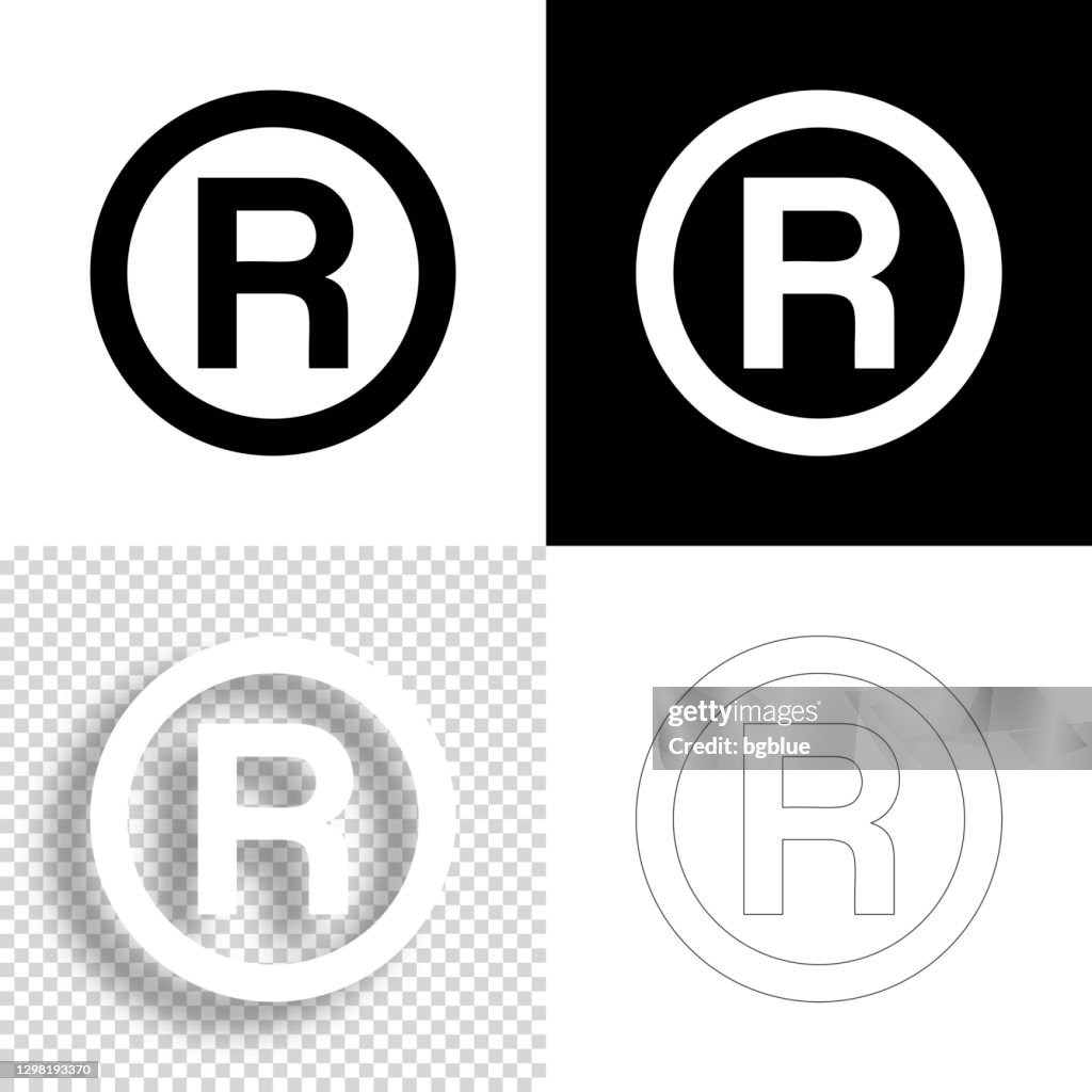 登録商標。デザイン用アイコン。空白、白、黒の背景 - ラインアイコン