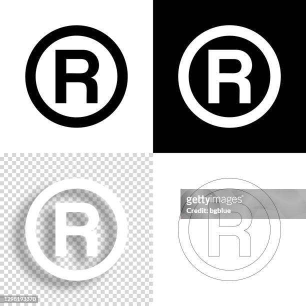 ilustrações de stock, clip art, desenhos animados e ícones de registered trademark. icon for design. blank, white and black backgrounds - line icon - direito