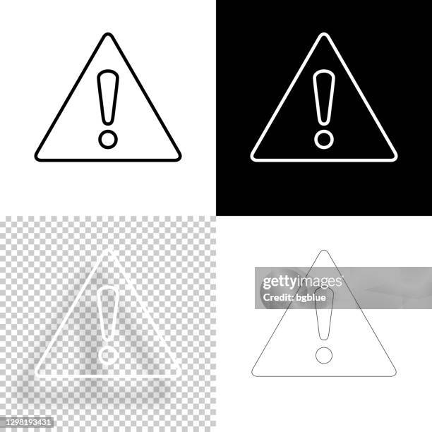 ilustraciones, imágenes clip art, dibujos animados e iconos de stock de atención de advertencia de peligro. icono para el diseño. fondos en blanco, blanco y negro - icono de línea - concentración