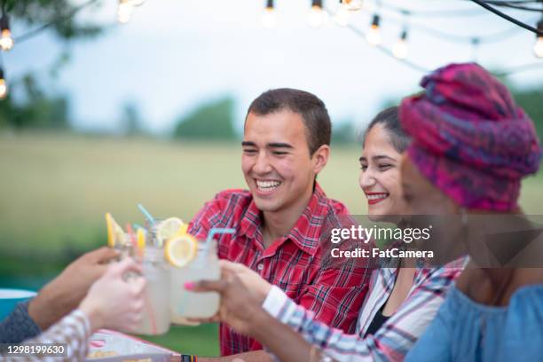 cheers to the summer, friends! - lemon soda stock pictures, royalty-free photos & images