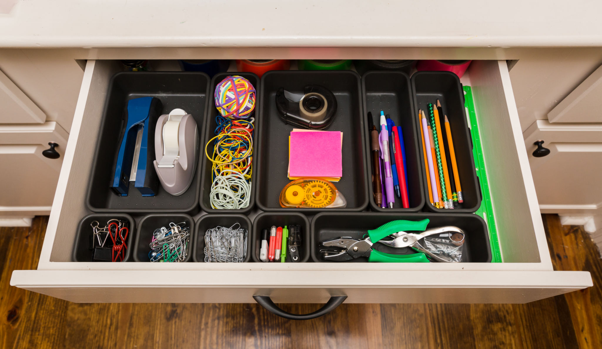 school supplies organized