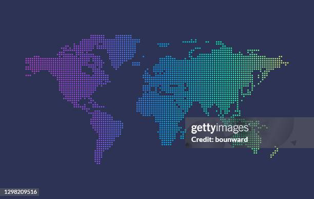 ilustraciones, imágenes clip art, dibujos animados e iconos de stock de mapa mundial de degradado de medio tono multicolor - norte de áfrica