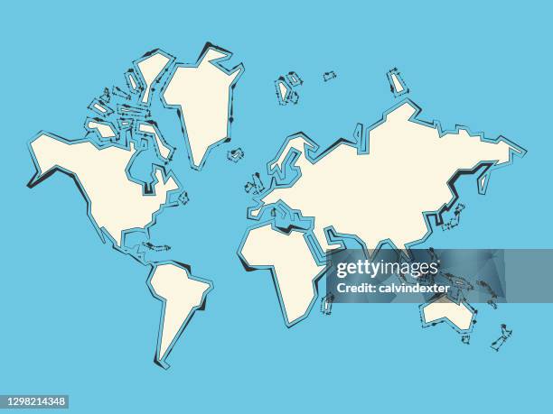 stockillustraties, clipart, cartoons en iconen met het ontwerp van de kaart van de wereld - noord zuid amerika