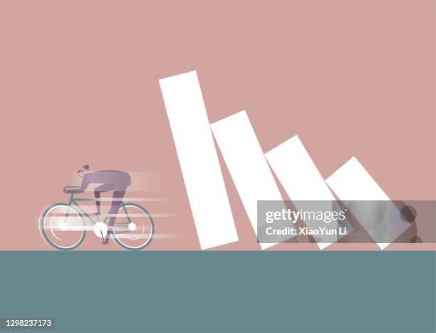 economic depression, businessmen ran away on bicycles. - li xiao ran stock illustrations