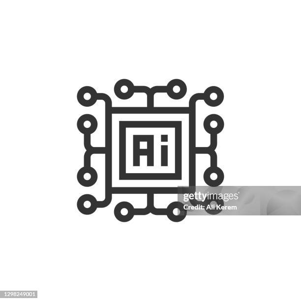 artifical intelligence line icon - intelligence icon stock illustrations
