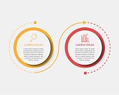 Minimal Business Infographics template. Timeline with 2 steps, options and marketing icons