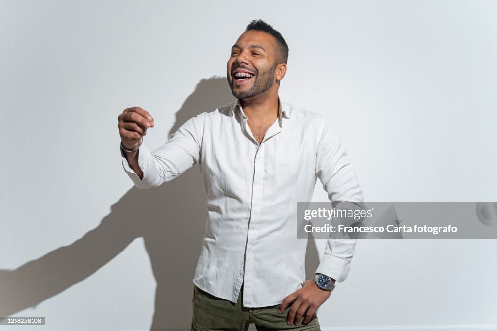 African American man talking and explain