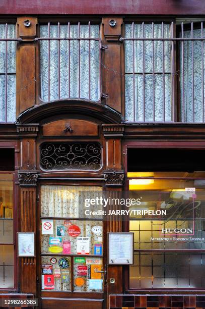 Façade du restaurant Hugon, authentique bouchon lyonnais, 6 novembre 2014, Lyon, France.