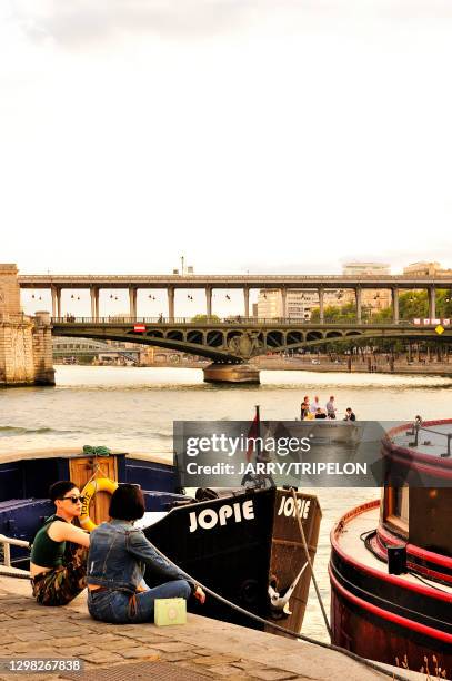 Berges de la Seine, 17 juillet 2018, Paris 7ème et 15ème arrondissement, France.