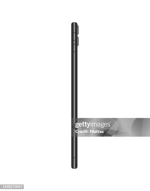 flat tablet illustration in orthonormal view for ux and ui, right side view. - green screen studio stock illustrations