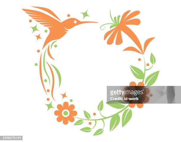 ilustraciones, imágenes clip art, dibujos animados e iconos de stock de colibrí con flores - canturrear