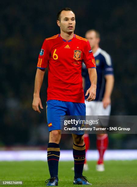 V SPAIN .HAMPDEN - GLASGOW.Andres Iniesta in action for Spain