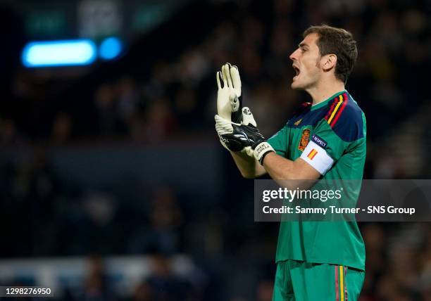 V SPAIN .HAMPDEN - GLASGOW.Iker Casillas in action for Spain