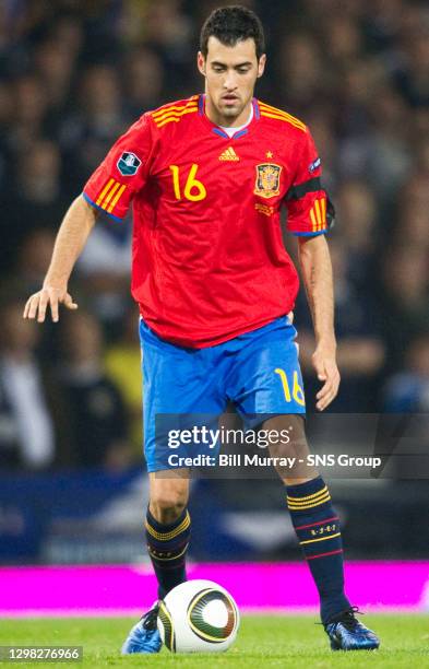 V SPAIN .HAMPDEN - GLASGOW.Sergio Busquets in action for Spain