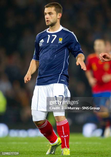 V SPAIN .HAMPDEN - GLASGOW.Shaun Maloney in action for Scotland