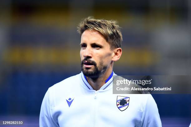 Gaston Ramirez of US SAmpdoria looks on during the Serie A match between Parma Calcio and UC Sampdoria at Stadio Ennio Tardini on January 24, 2021 in...