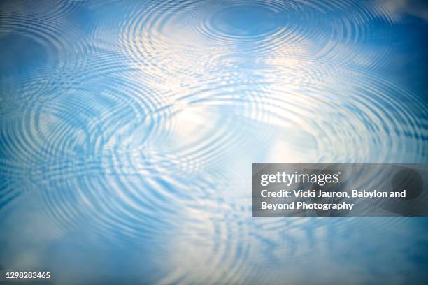 beautiful reflections of sky in rippled water in blue and white - pond stock pictures, royalty-free photos & images