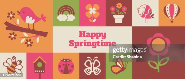 modern springtime banner - v2 - bee pattern stock illustrations