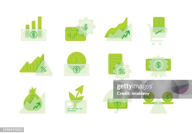 ilustraciones, imágenes clip art, dibujos animados e iconos de stock de iconos de inversiones financieras - stock certificate