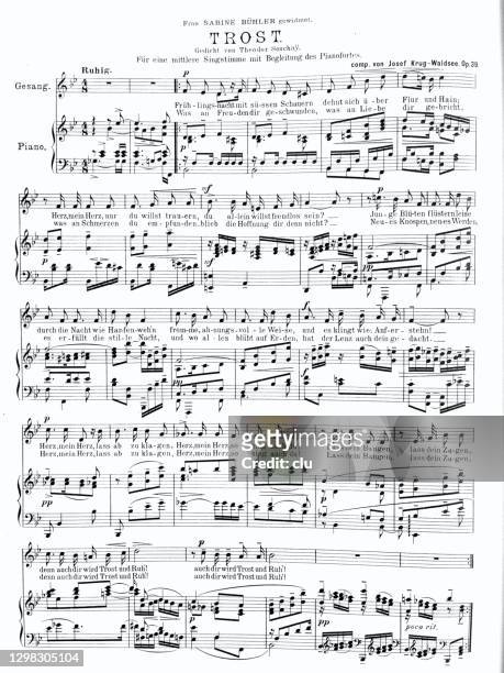 german song trost, consolation - sheet music stock illustrations
