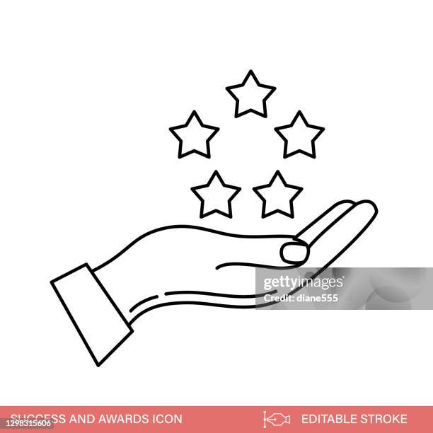 success and awards thin line icon with editable strokes - vip stock illustrations