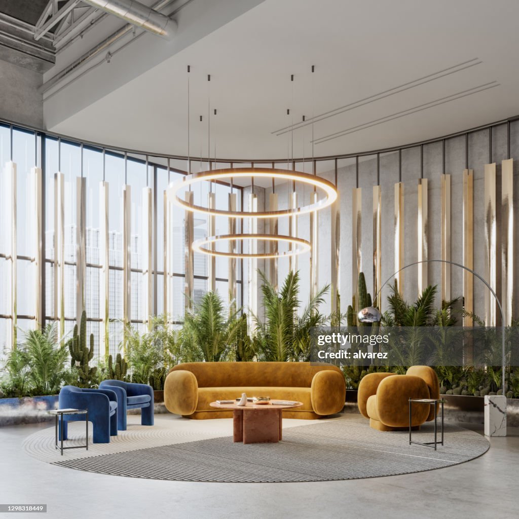 Kreatives Bürofoyer in 3D