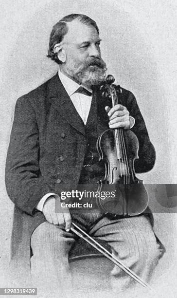 joseph joachim, austro-hungarian violinist, conductor and composer - violinist stock illustrations