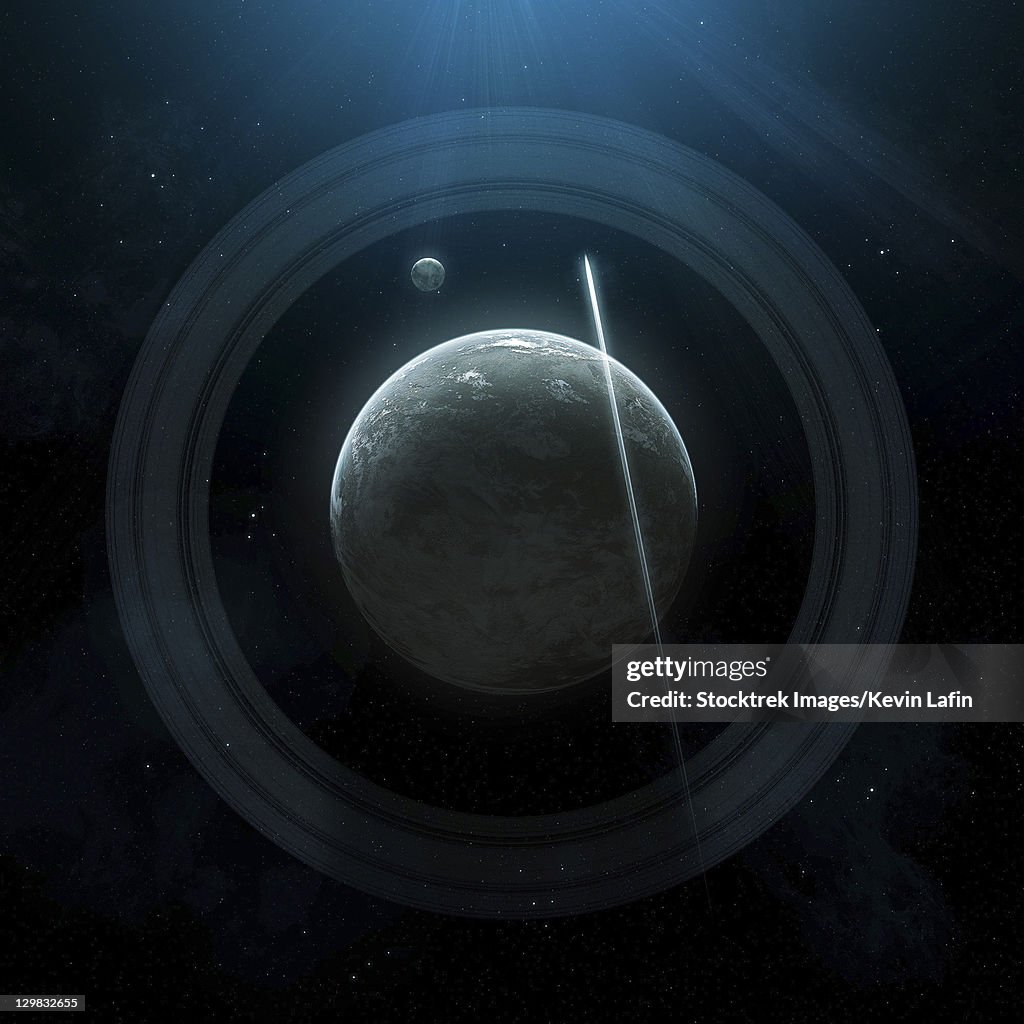 Simple Ringed Planet Illustration Of A Simple Planet And Its Ring System High-Res Vector ...