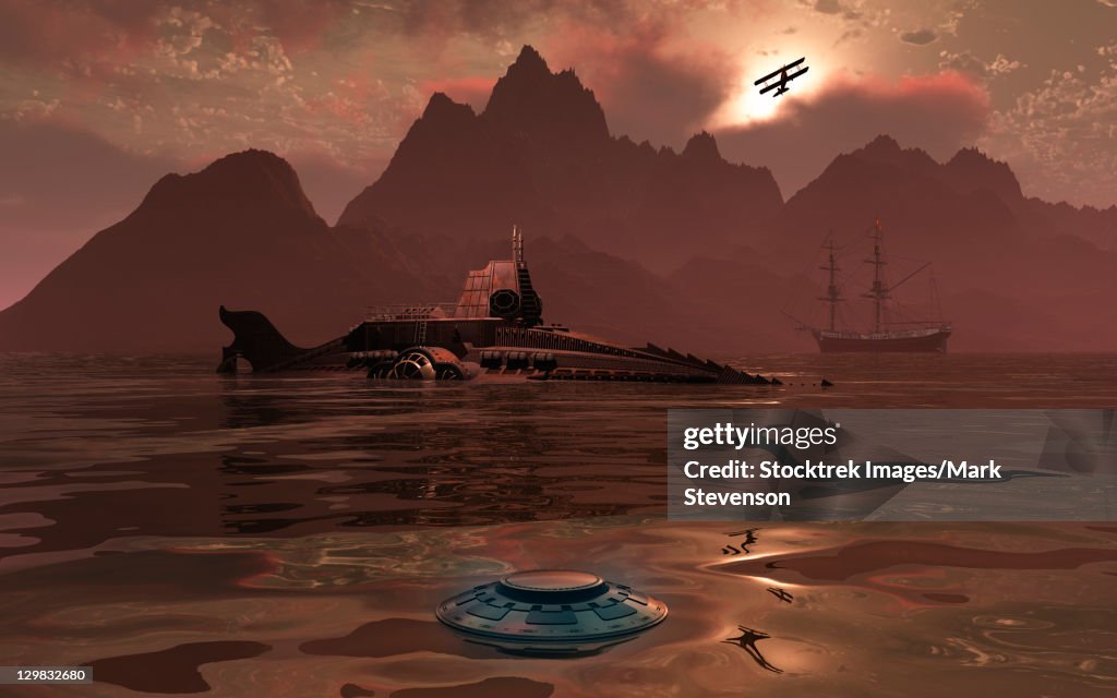 Artist's concept of an ancient civilization with advanced technology.